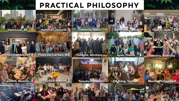 Organizer’s international Practical Philosophy meetup collage; illustrative, not a photograph of the Saigon gathering