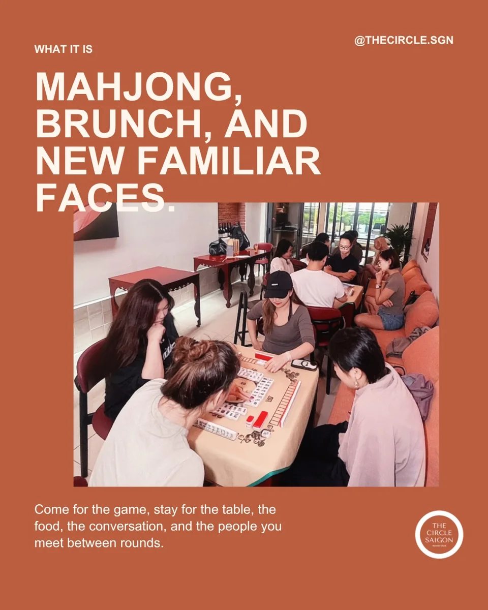 Previous Sunday Brunch Mahjong Club scene promoted for the recurring event at Belly Button; illustrative, not the 25 October gathering