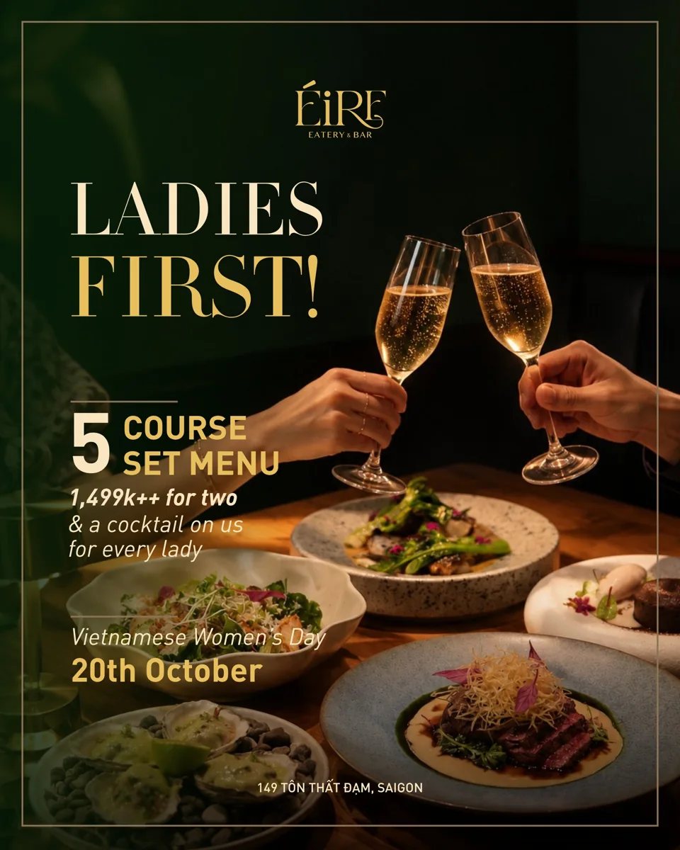 Original announcement artwork for Ladies First: Vietnamese Women’s Day Dinner at Éire